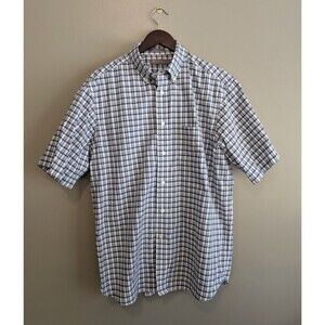 Daniel Cremieux Size Large Shirt Mens Short Sleeve Purple Check Top L Button